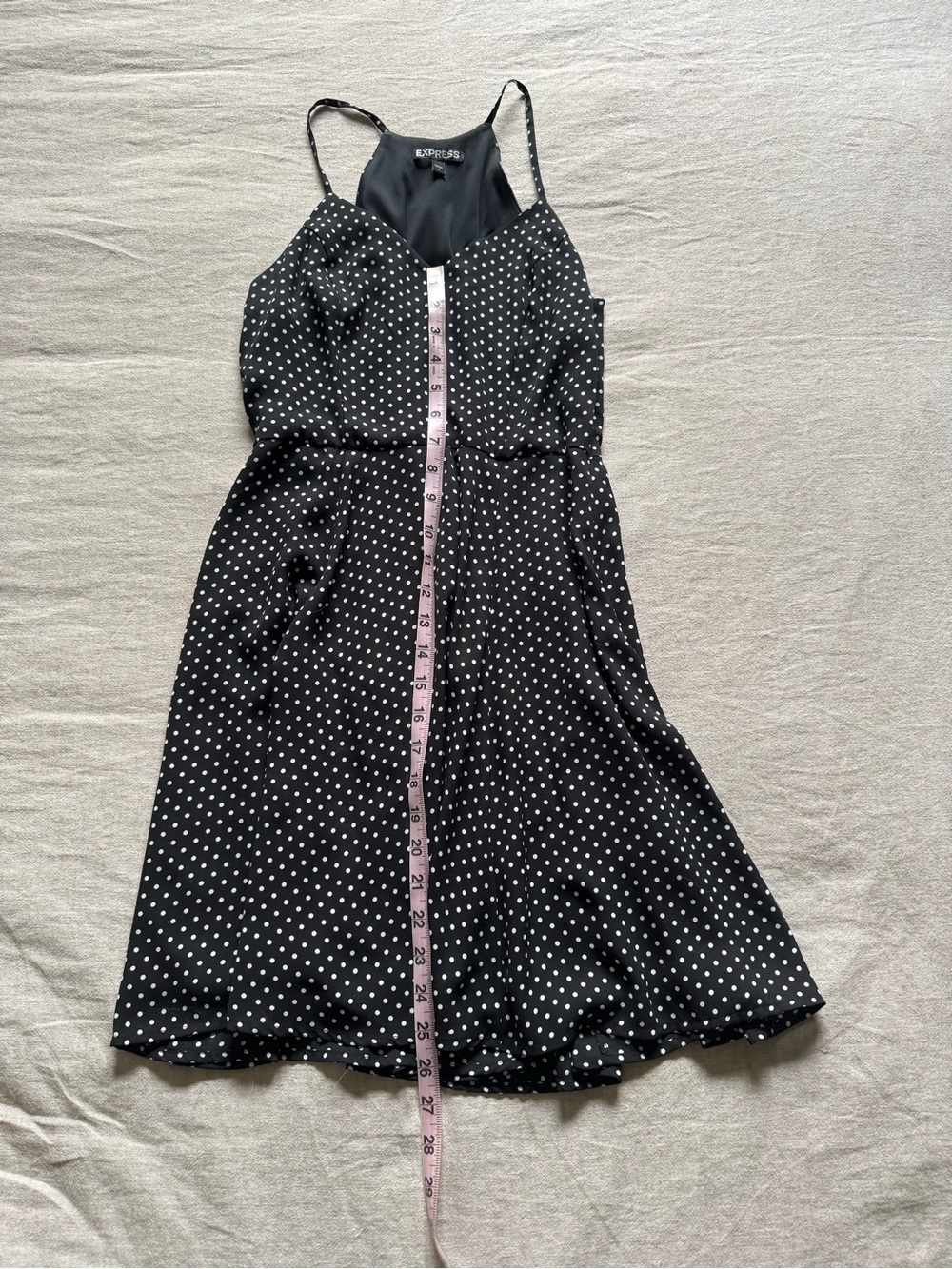Express Black Polka Dot Dress with Spaghetti Straps - Picture 2 of 3